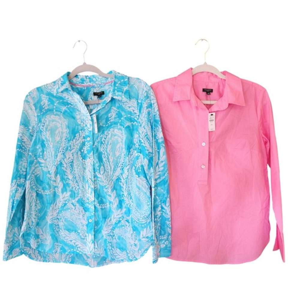 Talbots Long sleeve shirt Womens S/M Petite Festive Colorful Vacation Preppy NWT